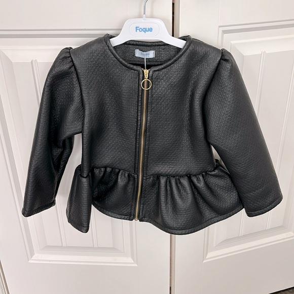 Foque Other - Foque Black Peplum Faux Leather Jacket